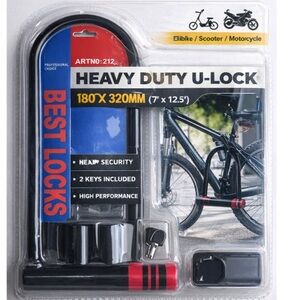 Heavy Duty U-Lock Bike Lock in Black and Red